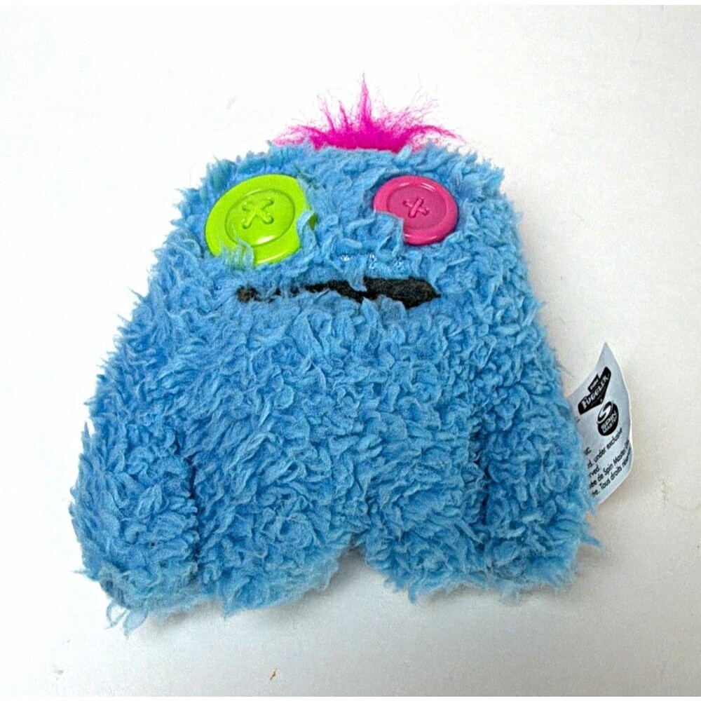 ZURU Fuggler Blue Monster Plush w/ Button Eyes Pink Hair Small